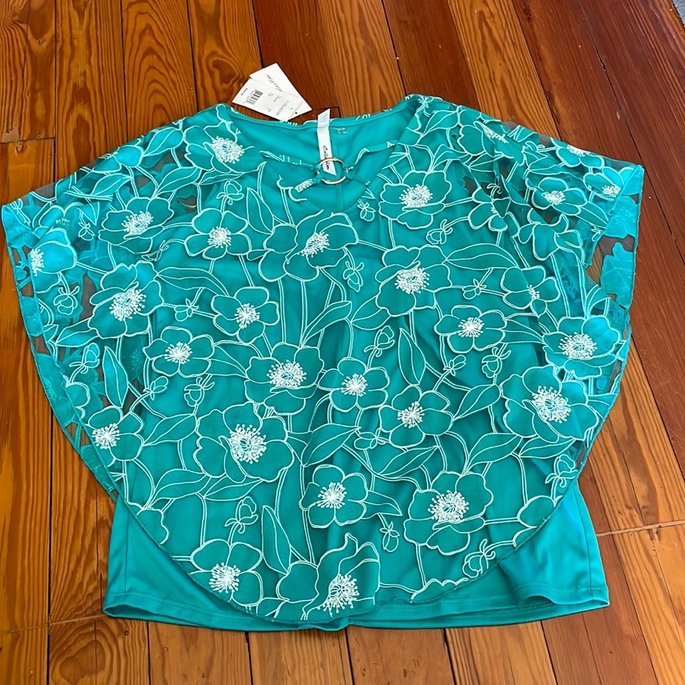 NY Collection Poncho Style Lined Blouse- S